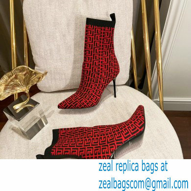 Balmain Heel 9.5cm Bicolor stretch knit Skye ankle boots with Balmain monogram 03 2022
