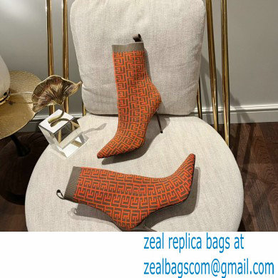 Balmain Heel 9.5cm Bicolor stretch knit Skye ankle boots with Balmain monogram 04 2022