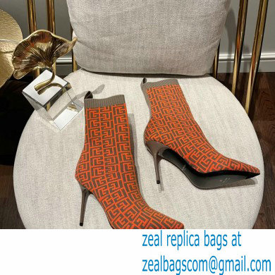Balmain Heel 9.5cm Bicolor stretch knit Skye ankle boots with Balmain monogram 04 2022 - Click Image to Close