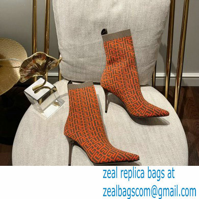 Balmain Heel 9.5cm Bicolor stretch knit Skye ankle boots with Balmain monogram 04 2022