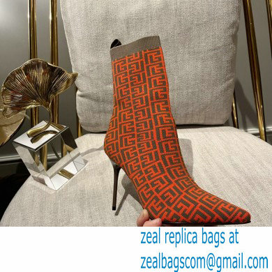 Balmain Heel 9.5cm Bicolor stretch knit Skye ankle boots with Balmain monogram 04 2022