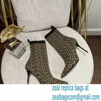 Balmain Heel 9.5cm Bicolor stretch knit Skye ankle boots with Balmain monogram 05 2022 - Click Image to Close