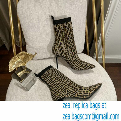 Balmain Heel 9.5cm Bicolor stretch knit Skye ankle boots with Balmain monogram 05 2022