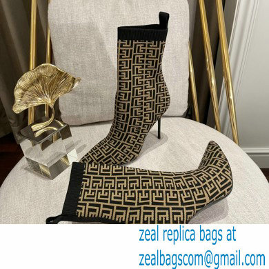 Balmain Heel 9.5cm Bicolor stretch knit Skye ankle boots with Balmain monogram 05 2022 - Click Image to Close