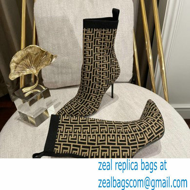 Balmain Heel 9.5cm Bicolor stretch knit Skye ankle boots with Balmain monogram 05 2022