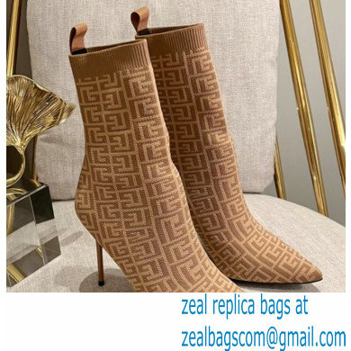 Balmain Heel 9.5cm Bicolor stretch knit Skye ankle boots with Balmain monogram 06 2022 - Click Image to Close