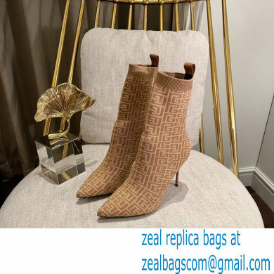 Balmain Heel 9.5cm Bicolor stretch knit Skye ankle boots with Balmain monogram 06 2022 - Click Image to Close