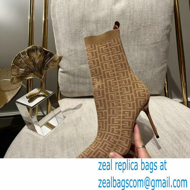 Balmain Heel 9.5cm Bicolor stretch knit Skye ankle boots with Balmain monogram 06 2022