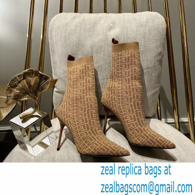 Balmain Heel 9.5cm Bicolor stretch knit Skye ankle boots with Balmain monogram 06 2022