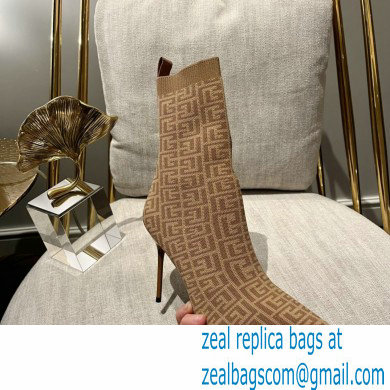 Balmain Heel 9.5cm Bicolor stretch knit Skye ankle boots with Balmain monogram 06 2022