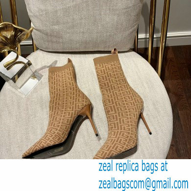 Balmain Heel 9.5cm Bicolor stretch knit Skye ankle boots with Balmain monogram 06 2022 - Click Image to Close