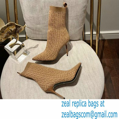 Balmain Heel 9.5cm Bicolor stretch knit Skye ankle boots with Balmain monogram 06 2022 - Click Image to Close