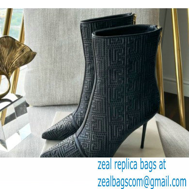 Balmain Heel 9.5cm QUILTED SKYE ankle boots Black with Balmain monogram 2022 - Click Image to Close