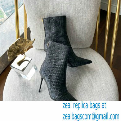Balmain Heel 9.5cm QUILTED SKYE ankle boots Black with Balmain monogram 2022