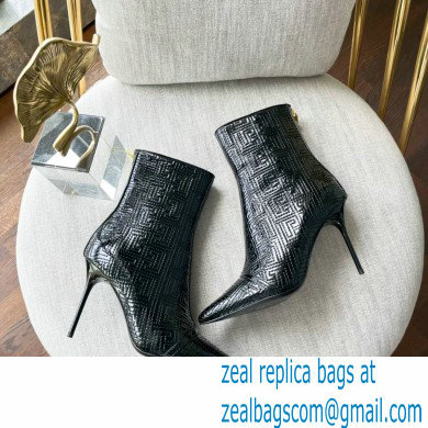 Balmain Heel 9.5cm QUILTED SKYE ankle boots Patent Black with Balmain monogram 2022
