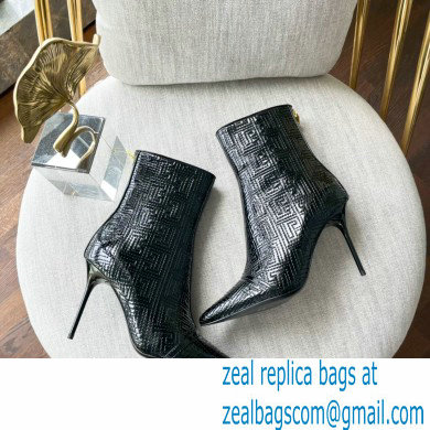 Balmain Heel 9.5cm QUILTED SKYE ankle boots Patent Black with Balmain monogram 2022 - Click Image to Close