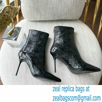 Balmain Heel 9.5cm QUILTED SKYE ankle boots Patent Black with Balmain monogram 2022