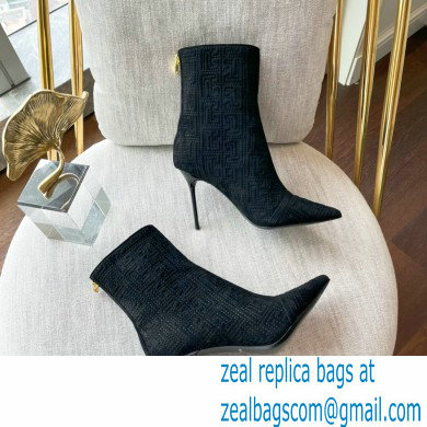 Balmain Heel 9.5cm QUILTED SKYE ankle boots Suede Black with Balmain monogram 2022