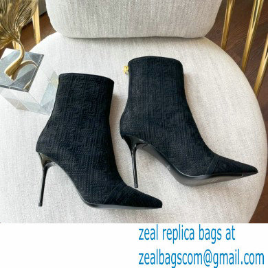 Balmain Heel 9.5cm QUILTED SKYE ankle boots Suede Black with Balmain monogram 2022