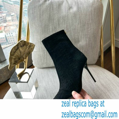 Balmain Heel 9.5cm QUILTED SKYE ankle boots Suede Black with Balmain monogram 2022