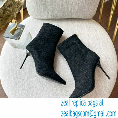 Balmain Heel 9.5cm QUILTED SKYE ankle boots Suede Black with Balmain monogram 2022