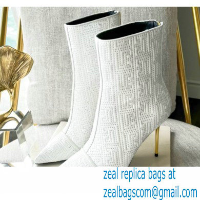 Balmain Heel 9.5cm QUILTED SKYE ankle boots White with Balmain monogram 2022