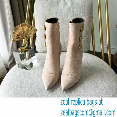 Balmain Heel 9.5cm Roni ankle boots Suede Nude 2022 - Click Image to Close