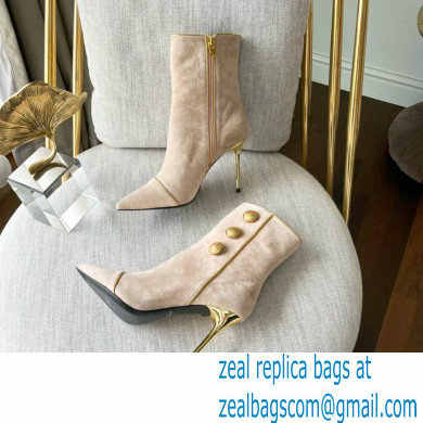 Balmain Heel 9.5cm Roni ankle boots Suede Nude 2022 - Click Image to Close