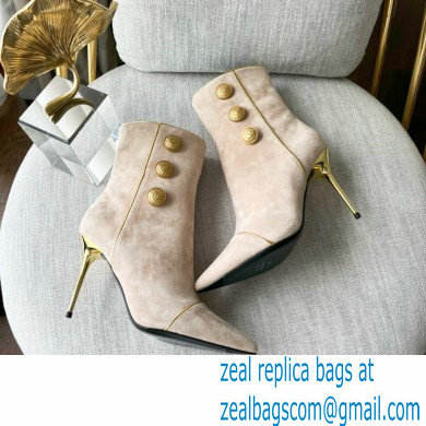 Balmain Heel 9.5cm Roni ankle boots Suede Nude 2022 - Click Image to Close