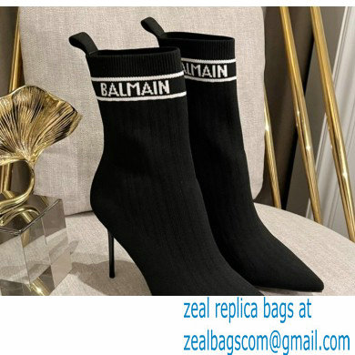 Balmain Heel 9.5cm Skye stretch knit ankle boots 03 2022 - Click Image to Close