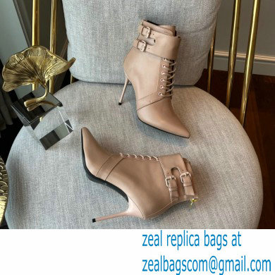 Balmain Heel 9.5cm Uria ankle boots Leather Nude 2022 - Click Image to Close