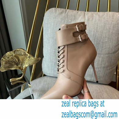 Balmain Heel 9.5cm Uria ankle boots Leather Nude 2022 - Click Image to Close