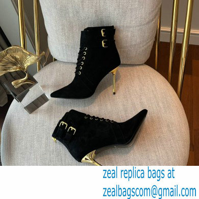 Balmain Heel 9.5cm Uria ankle boots Suede Black 2022 - Click Image to Close