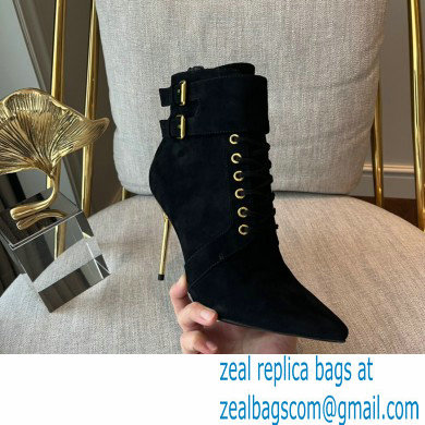Balmain Heel 9.5cm Uria ankle boots Suede Black 2022 - Click Image to Close