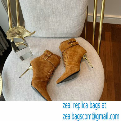 Balmain Heel 9.5cm Uria ankle boots Suede Brown 2022