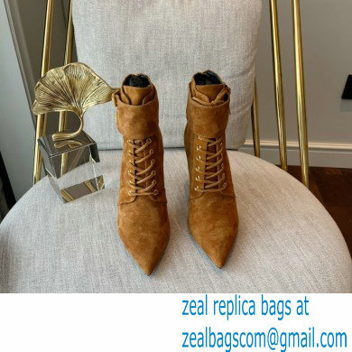 Balmain Heel 9.5cm Uria ankle boots Suede Brown 2022 - Click Image to Close