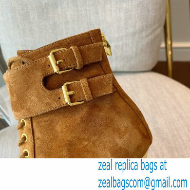 Balmain Heel 9.5cm Uria ankle boots Suede Brown 2022 - Click Image to Close