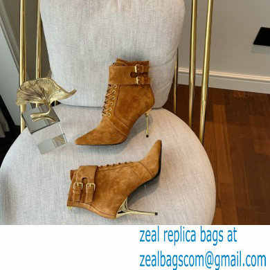 Balmain Heel 9.5cm Uria ankle boots Suede Brown 2022