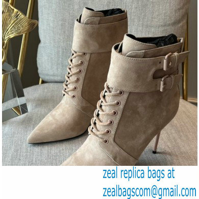 Balmain Heel 9.5cm Uria ankle boots Suede Nude 2022