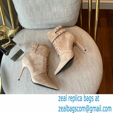 Balmain Heel 9.5cm Uria ankle boots Suede Nude 2022