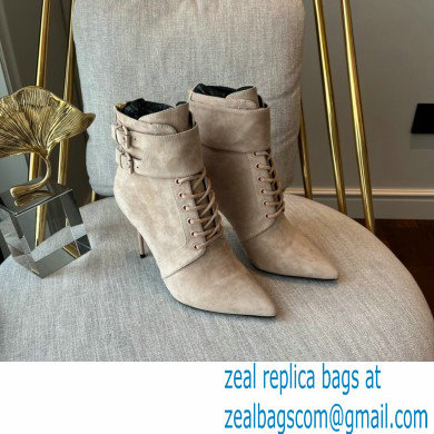 Balmain Heel 9.5cm Uria ankle boots Suede Nude 2022 - Click Image to Close