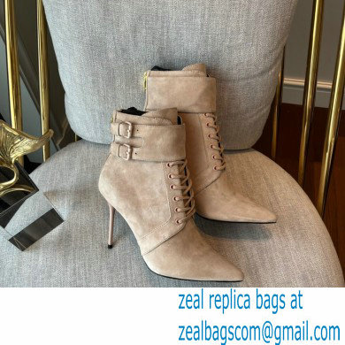 Balmain Heel 9.5cm Uria ankle boots Suede Nude 2022