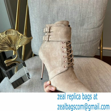 Balmain Heel 9.5cm Uria ankle boots Suede Nude 2022 - Click Image to Close