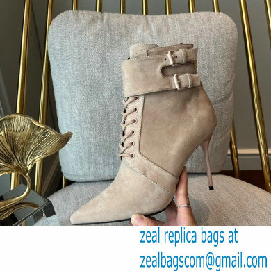 Balmain Heel 9.5cm Uria ankle boots Suede Nude 2022