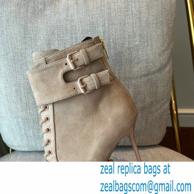 Balmain Heel 9.5cm Uria ankle boots Suede Nude 2022