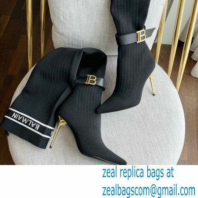 Balmain Heel 9.5cm knit Raven thigh-high boots Black 2022 - Click Image to Close