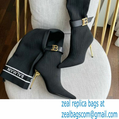 Balmain Heel 9.5cm knit Raven thigh-high boots Black 2022