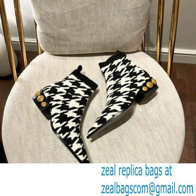 Balmain stretch knit Coin ankle boots houndstooth pattern 2022