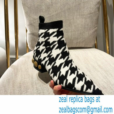 Balmain stretch knit Coin ankle boots houndstooth pattern 2022