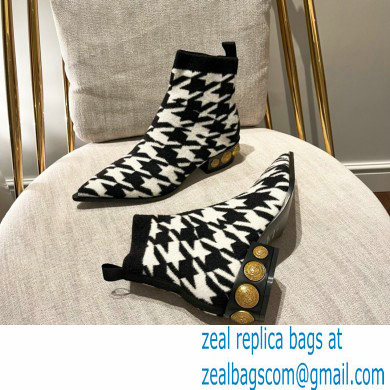Balmain stretch knit Coin ankle boots houndstooth pattern 2022